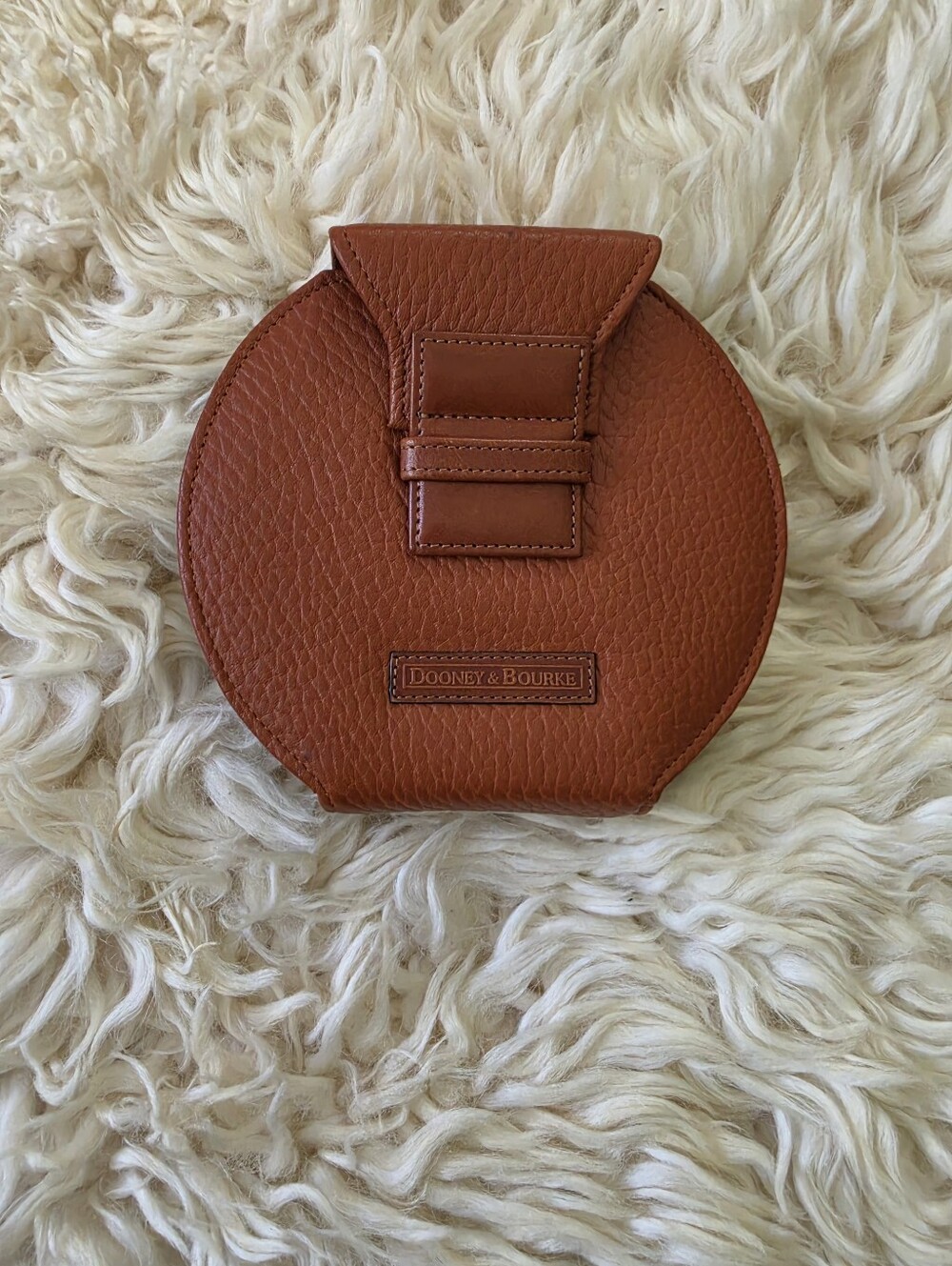 Vintage Dooney & Bourke pebbled leather media or CD/DVD case in a rich cognac br